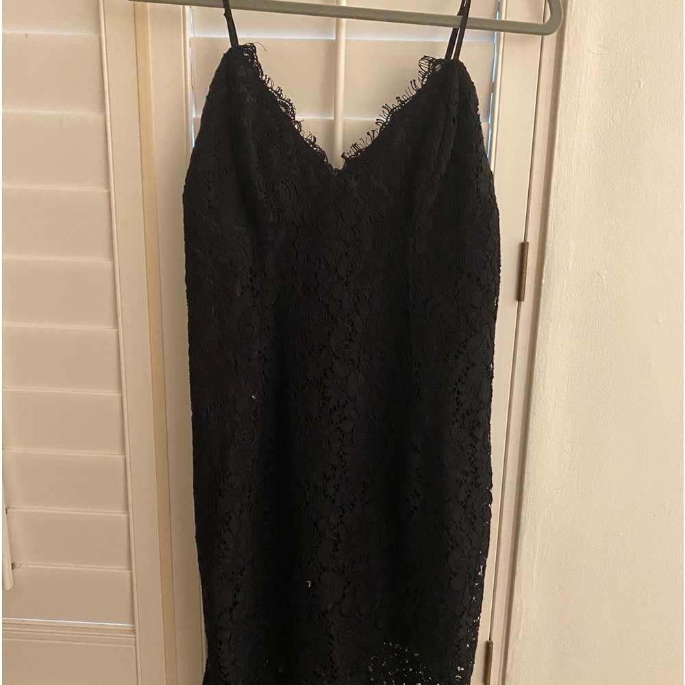 Black Bardot Lace MIDI Dress